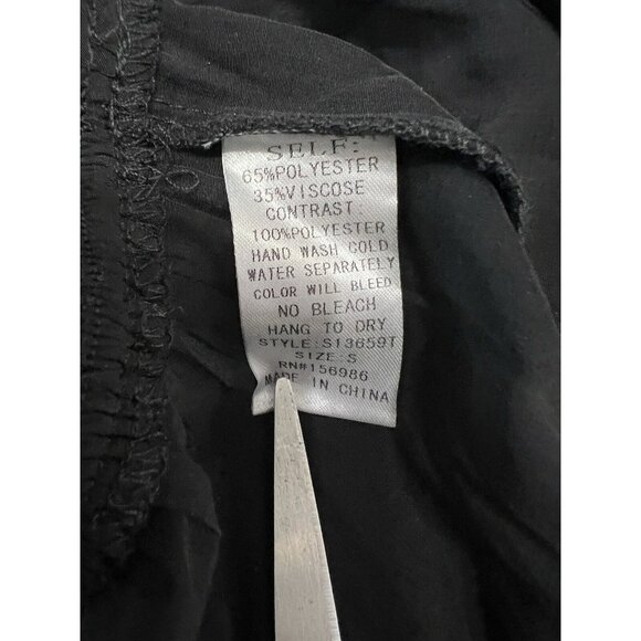 Women Black Milkmaid Cropped Top S Organza Puff Sheer Sleeve Coquette Whimsygoth - Picture 8 of 8